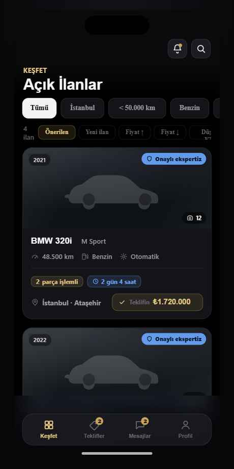 Galeri tarafında ilan keşfet akışı